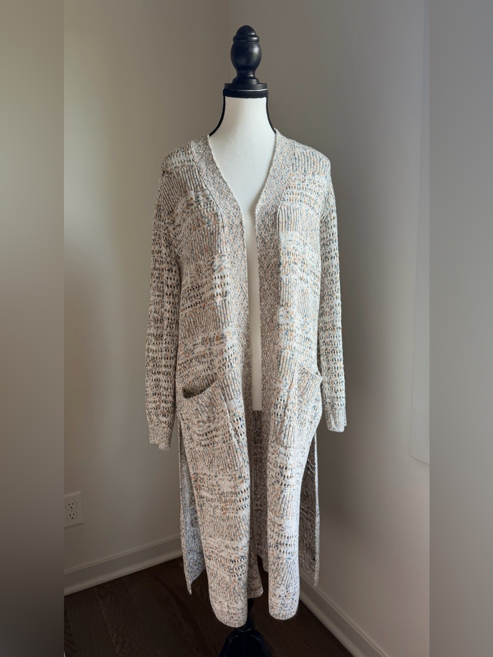 Liverpool Los Angeles Long Open Knit Cardigan S Rich Cream Multi Duster